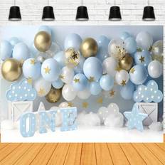 Shein st st st Birthday Portrait Photography Backdrop Blue Balloons Flowers Indoor Room Photo Background Photostudio