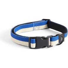 Hay Blue and Off White Striped Recycled-polyester Dog Collar S/m