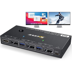 KVM Switches Fantec MST Displayport KVM Switch 2 Monitors 2 Computers 4K 144Hz 1 DP in DP HDMI Out Camgeet Dual Monitor KVM Switch Displayport 1.4 with 4 USB 3.0