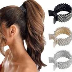 Shein 3pcs Gold Silver High-End Metal Rhinestone Hair Clips, Stylish Daily