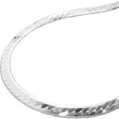 Kette 3mm panzerkette flach gedrückt glänzend diamantiert silber 925 42cm