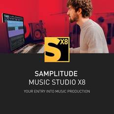 Magix SAMPLITUDE Music Studio X8 Enter the world of pro audio Audio Software Music Program for Windows 10/11 1 PC license as a voucher code in a practical shipping box incl. backup DVD