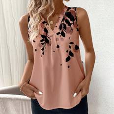 Flare - Women Blouses Shein Summer VNeck Sleeveless Allover Print Fitted Womens Shirt