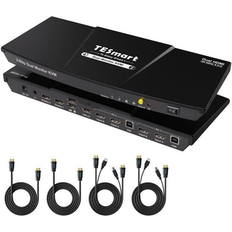 KVM Switches Fantec HDMI KVM Switch 2 Monitors 2 Computers 4K 60Hz USB 2.0 Dual Monitor KVM Switch HDMI 2 Port Extended Display EDID emulators L/R Audio Hotkey