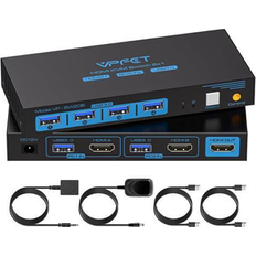 Fantec 8K HDMI KVM Switch 2 Port for 2 Computers Share 1 Monitor USB 3.0 KVM Switches PC Support 8K 60Hz 4K 120Hz 4 USB Devices Such as Keyboard Mouse