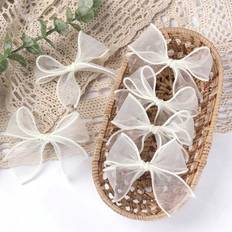 Beige Hair Clips Shein pcs Beige Tulle Hair Bows Clips Elegant Bowknot Hair Clips