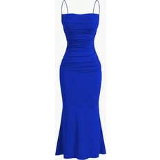 Shein Solid Color Pleated Sleeveless Elegant Cami Dress Summer