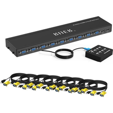 KVM Switches Fantec 8 Port KVM Switch Smart Manual Button Press VGA Switch 8 Input 1 Output KVM USB Remote Extension Switcher Console with 8pcs Original 2-in-1 KVM