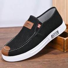 Shein Men's Breathable Slip-On Canvas Formal Loafers, Non-Slip Work Shoes