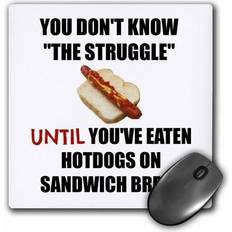 3DRose dont know struggle hot dog picture of hot dog on sandwich bread Mouse Pad