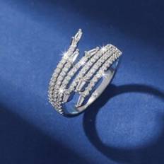 Smycken Shein 1pc Women's Minimalist Zirconia Studded Ring With Rhinestone Decoration