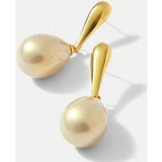 Smycken Shein CHAMPAGNE-COLORED TEARDROP FAUX PEARL EARRINGS WITH GOLD-PLATING