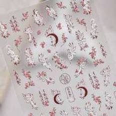 Nagelprodukter Shein 5D Nail Art Stickers Nine-Tailed Fox Chinese Style Soft Reliefs Self Adhesive Nail Stickers Fox Flowers Manicure