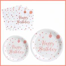 Rose Gold Disposable Plates Shein Birthday Disposable Plates And Napkins Inch White And Rose Gold Disposable Dinnerware Set Disposable Paper Plates And Napkins Birthday Party Supplies