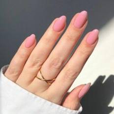Nagelprodukter Shein Short Oval Nude Color Gloss Candy Jelly