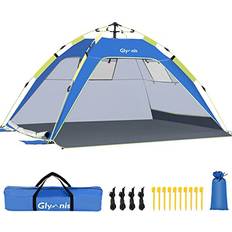Glymnis Beach Tent 3-4 Person Large Pop Up Beach Tents for Adults, Automatic Instant Outdoor Tent Portable UV Protection Beach Sun Shelter with Side