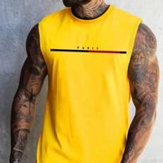 Gula - Herr Linnen Shein Men Summer Casual Letter Printed Tank Top