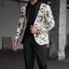 Shein Suits Shein Mens Batik Print Long Sleeve Shawl Collar Blazer And Pants Suit Set Party Fashion Casual Wear