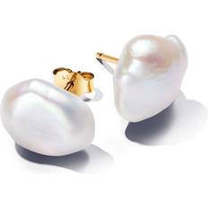 Pandora White Earrings Pandora 14K Gold-Plated Baroque Treated Freshwater Cultured Pearl Stud Earrings Gold