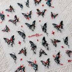Nagelprodukter Shein 5D Nail Stickers Dark Butterfly Gothic Pretty Glitter Nail Nail