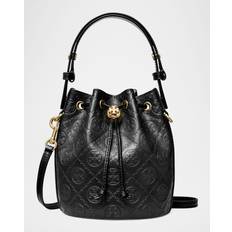 Tory Burch Black Bucket Bags Tory Burch Mini T Monogram Debossed Bucket Bag