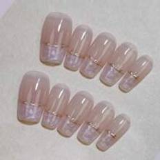 Nagelprodukter Shein White Texture French On Nails Nude Sweet Color Nail Tips