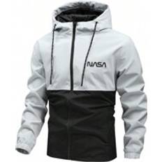 Shein Multifärgade Ytterkläder Shein Loose Fit Men's Two Tone Letter Graphic Drawstring Hooded Jacket