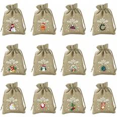 Multicoloured Gift Bags Shein pcs Christmas Burlap Drawstring Bags Gift Bags Holiday Candy Snack Storage Pouches