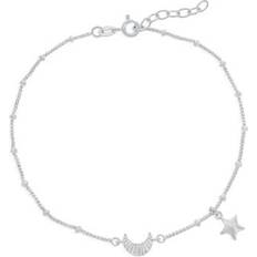 Silver Anklets Simona Crescent Moon & Star Anklet in Silver