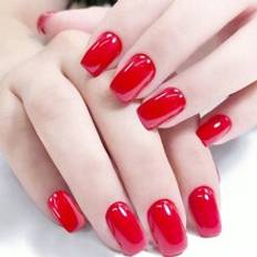 Nagelprodukter Shein Fashionable Long Square Red Manicure Set With Press-On Application