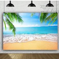 Photo Backgrounds Shein pc Vinyl Tropical Beach Background Summer Luau Palm Leaves Ocean Island Seaside Scene Wedding Photography Backdrop Baby Birthday Bridal Shower Party D