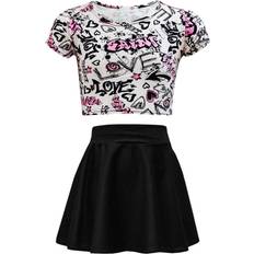 Multifärgade Övriga sets Barnkläder Kids girls love graffiti crop top & black skater skirt set yr