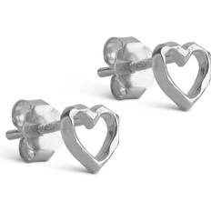 Matte Earrings ENAMEL Copenhagen Heart Studs, 925 Sterling Silver, Silver, Women Ilver