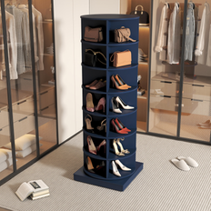 Blue Shoe Racks Bed Bath & Beyond Rotating Tower, Revolving Organizer Can Hold 7 Tier Shoe Rack