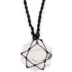 White Gold Charms & Pendants AW Laced gemstone hexagon pendant white howlite