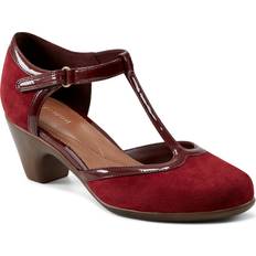 Easy Spirit Cara T-Strap Heels Red Suede