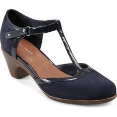 Easy Spirit Cara T-Strap Heels Dark Blue Suede