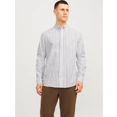 Grey Shirts Jack & Jones Slim Fit Casual Shirt Beige Stripe