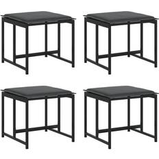 Plegable Taburetes de bar exterior vidaXL Taburetes De Jardín Con Cojines 4 Uds Acero Y Textilene Negro