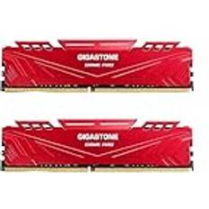 Gigastone 【DDR4 RAM】 rött spel PRO skrivbord RAM 32 GB 2 x 16 GB DDR4 RAM 32 GB DDR4-3200 MHz PC4-25600 CL16 1,35 V 288 stift obuffrad icke-ECC UDIMM för PC spelskrivbordsminne endast