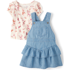 Florals Children's Clothing The Children's Place Toddler Girls Floral Ruffle 2-Piece Outfit Set 12-18 Cloudless Wash 100% Cotton