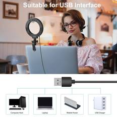 PULUZ 12cm/4.7in USB Ring Light 3200-5600K Color Temperature 10 Brightness Levels with Mounting