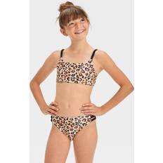 L Bikinis Children's Clothing Art Class Girls' Leopard Realism Floral Printed Bikini Set art class Beige