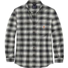 Brown - Men Shirts Carhartt Men's Midweight Flannel Button Down Shirt, Medium, Brown