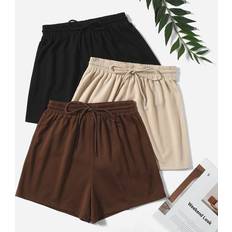 Shein Plus Solid Drawstring Casual Daily Summer Shorts