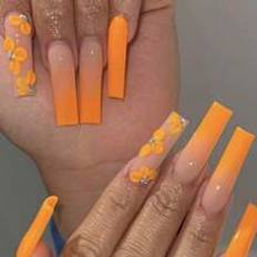 Nagelprodukter Shein Ombre 3D Flower Petal Style Coffin Daily Wear