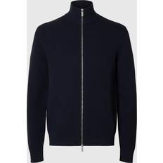 Selected Herre Trøjer Selected Høj Hals Med Lynlås Strikket Cardigan Blå