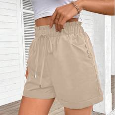 Shein Womens Summer Casual Solid Color Drawstring Waist Shorts