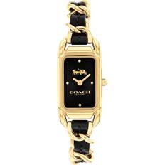 Gold Rectangle Leather Chain Watch
