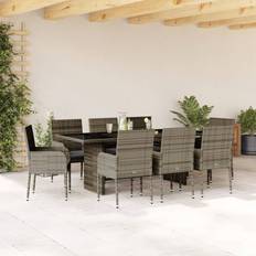 Rattan Sintetico Set da Lounge da Esterno vidaXL Pranzo Giardino 9 pz Con Cuscini in Polyrattan Grigiocod MXL 116183 Set da Lounge da Esterno